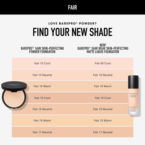 bareMinerals Barepro Liquid Foundation - SPF 20, Full Coverage, 24HR Wear, Natural Matte Finish, Vegan