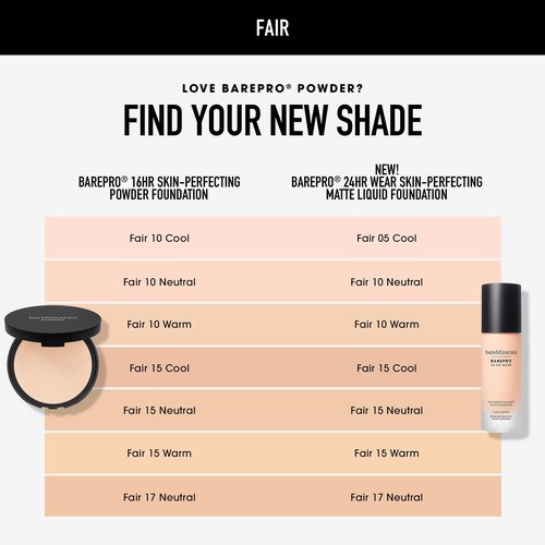 bareminerals Barepro 24HR Wear Matte Liquid Foundation Mineral SPF 20, Full Coverage Foundation Makeup for Mature Skin, Oil-Free, Vegan