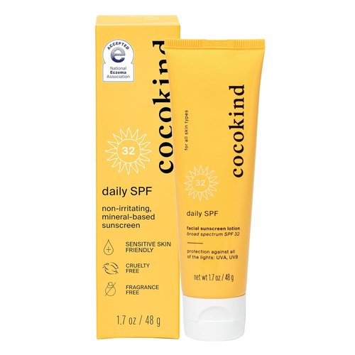 Cocokind Daily SPF Mineral Face Sunscreen - Zinc Oxide, SPF 32, Reef Safe, Unscented, 1.7 fl oz