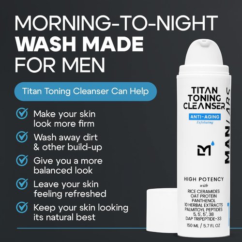 Man Labs Titan Anti-Aging Face Wash | Gentle Exfoliating Cleanser for Men – Hydrate & Revitalize – Unscented, All Skin Types