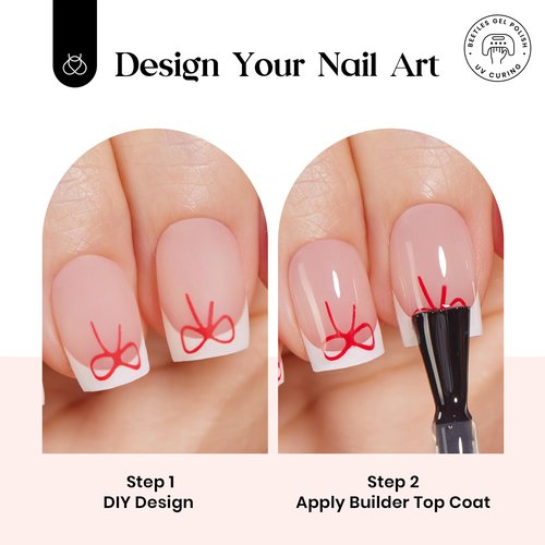 Beetles X Press Plus On Nails Kit-Short Square French Tip Press On Nails Kit with 150Pcs Pink French Nail Tips Nail Glue & Remover Builder Top Coat Nail Lamp,All-in-One DIY Fake Nails Gift for Women