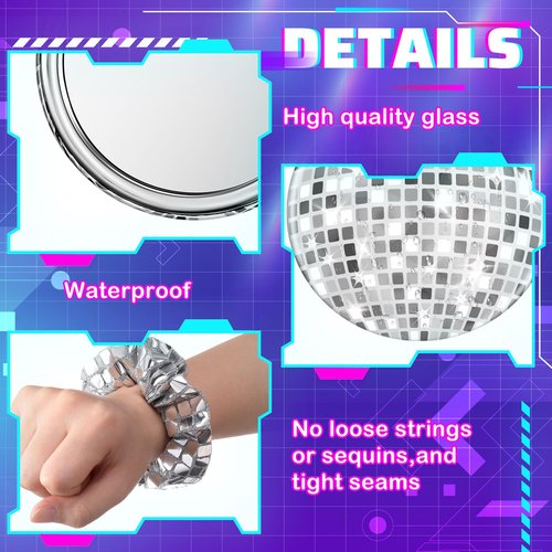 24 Pack Disco Party Favors Include 12 Pcs Sequin Hair Scrunchies 12 Pcs Metallic Ball Compact Mirror Disco Ball Accessories for Women 70s 80s 90s Bachelorette Party Bridal Shower Travel Gifts