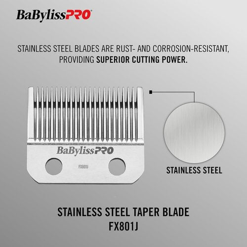 BaBylissPRO Replacement Taper Clipper Blades - Compatible with FX870, FX825 & FX673 | Durable 2-Hole Design