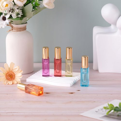 RAMFIYN 5pcs 6ml Refillable Perfume Bottle Travel Atomizer Set - Glass, Multi Color, High Precision Nozzle
