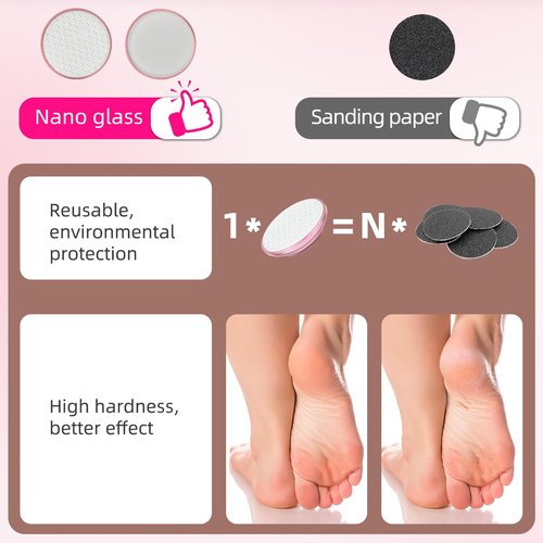 Cordless Electric Foot File & Callus Remover - Professional Pedicure Tool with 4 Nano Glass Grinding Heads, Dead Skin Remover for Cracked Heels and Rough Feet - Rechargeable Foot Sander