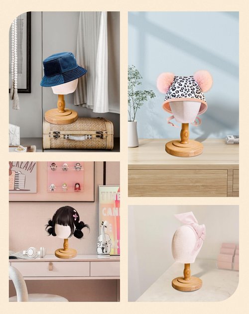 CHADWICK UnPinnable Baby Mannequin Head - Wig Stand for Kids, Plastic Model for Hats, Wigs, Glasses, Scarves Display - Baby Girl Children Hat Stand, Canvas Block Manikin for Home, Salon (47cm)