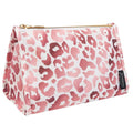 Aosbos Premium Small Makeup Bag, Compact Cosmetic Pouch, Travel-Size Make UP Case for Women, Leopard, Pink