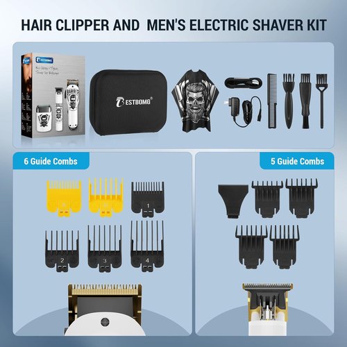 BESTBOMG® Hair Clippers for Men - Professional Beard Trimmer Kit with Ceramic T-Blade | Perfect for Barbers & Gifts