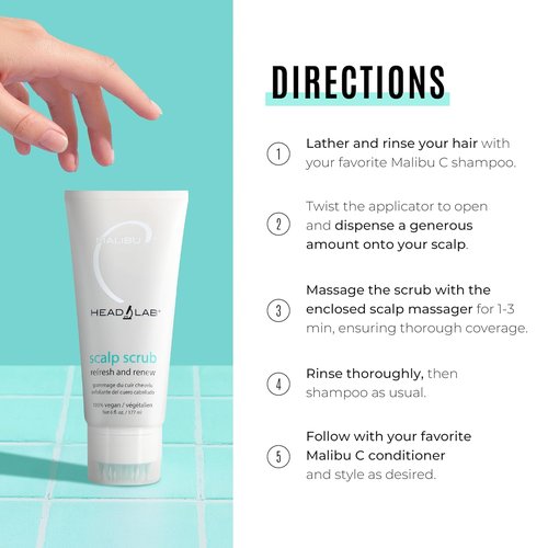 Malibu C Head Lab Scalp Scrub - Gentle Exfoliator with Activated Charcoal & Jojoba Esters - Vegan Hair Care (6 oz)