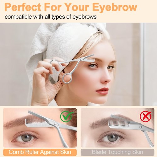 Diesisa Eyebrow Trimmer Scissors: Eyebrow Trimmer For Men with Comb - Eyebrow Scissors - with Double-headed Eyebrow Brush - Stainless Steel Beauty Tool for Women