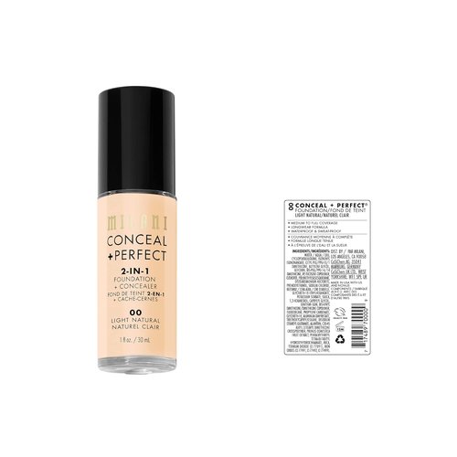 Milani Conceal + Perfect Liquid Foundation - Flawless Coverage in Light Natural, 1 Fl. Oz.