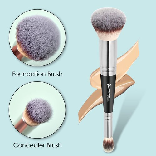 Bueart Design Dual Ended Foundation & Concealer Brush in One for liquid cream blending Cosmetics makeup brushes with Dense ultra soft Hair,Ideal for Sensitive Skin