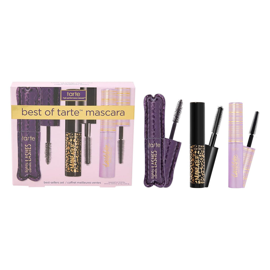 Tarte Best of Tarte Mascara Trio Set - Volume & Length with Tartelette Tubing | Travel Size, Smudge-Proof, Black