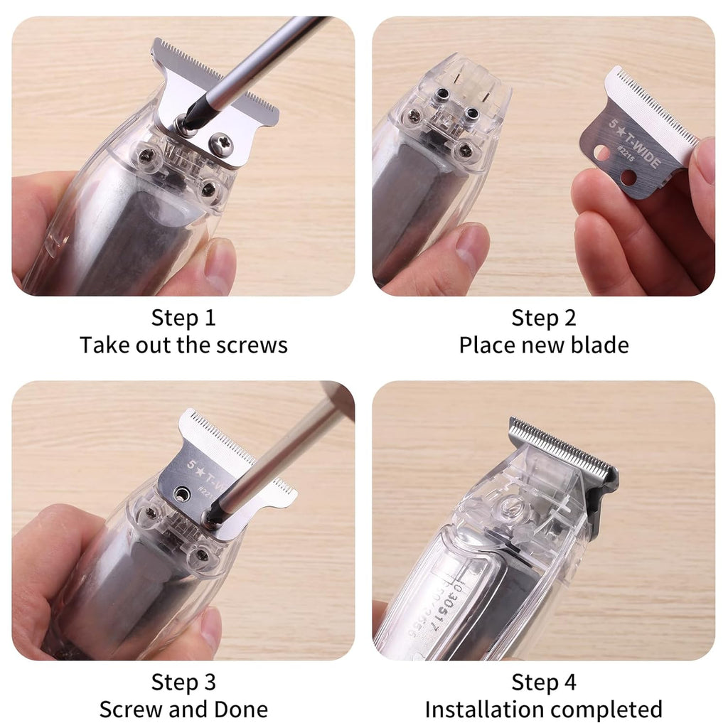 Wahl 2215 Replacement T Wide Blades - Adjustable Stainless Steel Zero-Gap Trimmer Blade, Silver