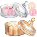 Tioncy 4 Pcs Large Body Powder Puff and Container Extra Large Body Powder Puff Dish Soft Washable Reusable Fluffy Makeup Sponge Wet Dry(Simple,Clear and Amber)