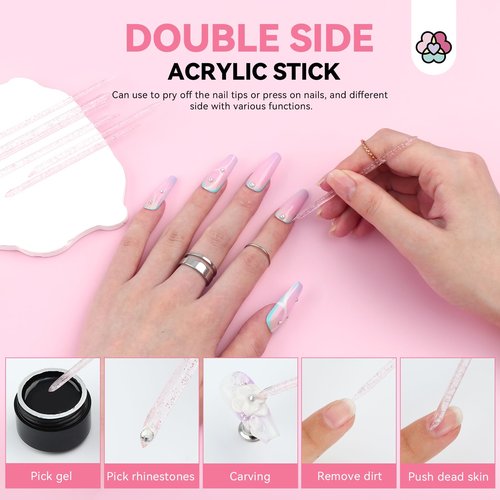 SAVILAND 20PCS Press on Nail Tool Kit: Nail Prep Kit with Nail Glue, Adhesive Tabs, Mini Nail File, Acrylic Sticks, Prep Pads for Press on Nail Art Starters Press On Nail Packaging for Salon Business