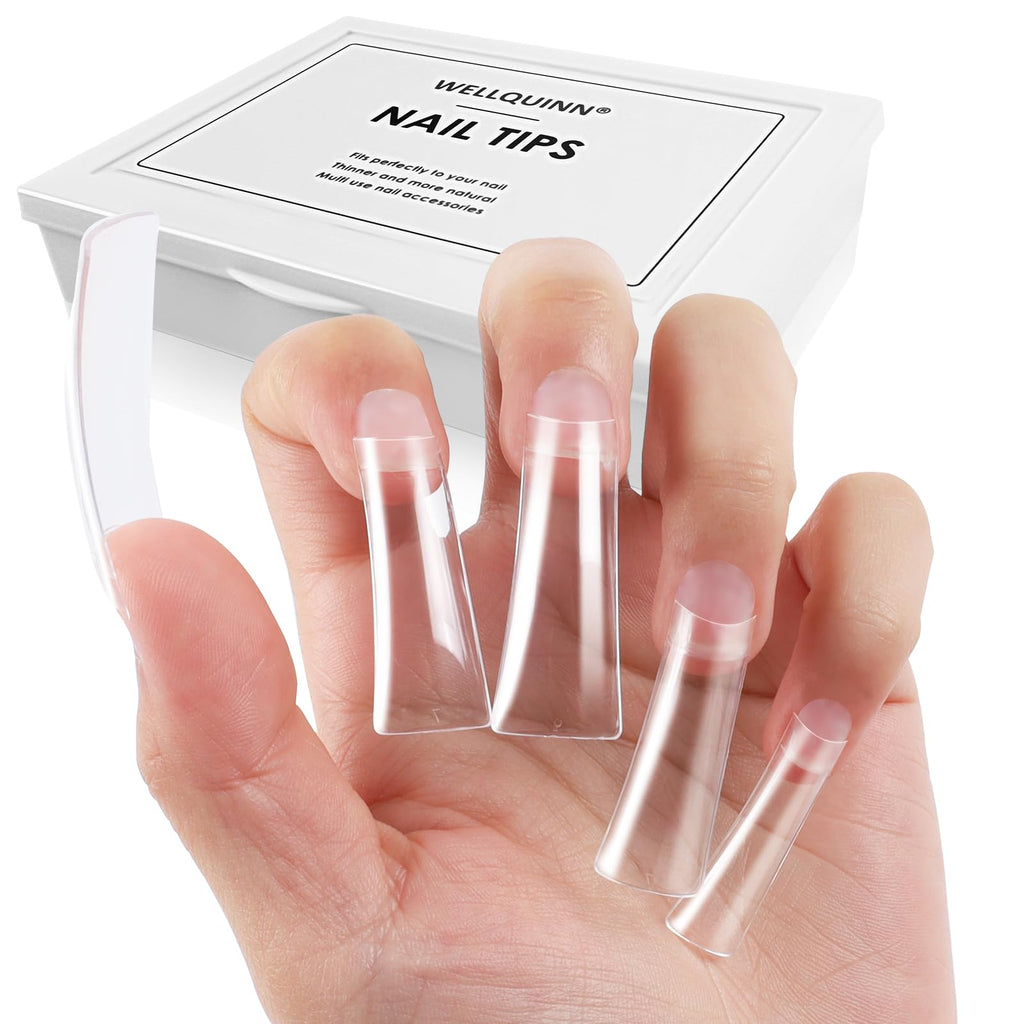 Wellquinn Duck Nail Tips 220Pcs XXL Duck Feet Nail Tips Long Duck Nails Clear Y2K Press on Nails 11 Sizes Half Cover False Nails for Manicure Salon Home DIY