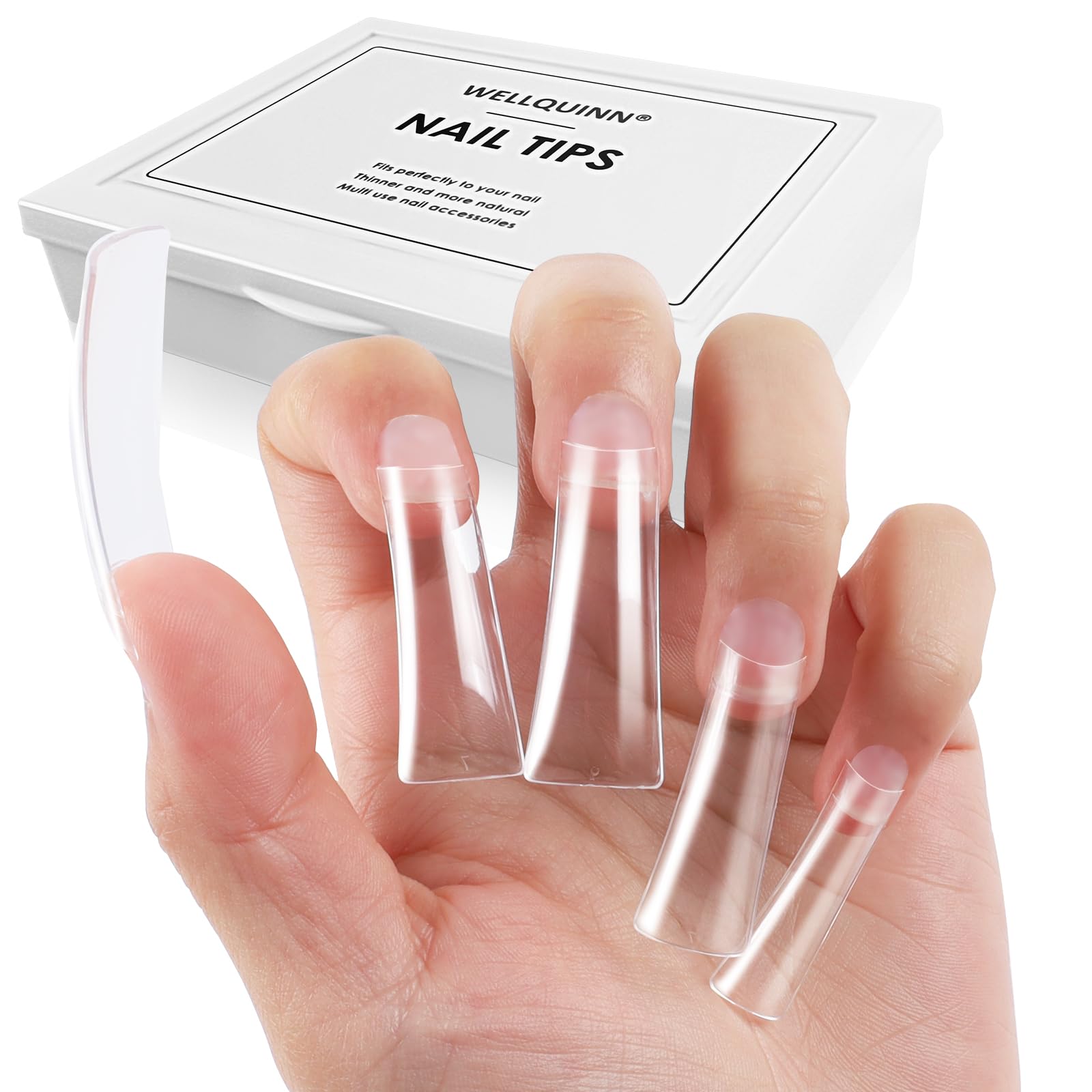 Wellquinn Duck Nail Tips 220Pcs XXL Duck Feet Nail Tips Long Duck Nails Clear Y2K Press on Nails 11 Sizes Half Cover False Nails for Manicure Salon Home DIY