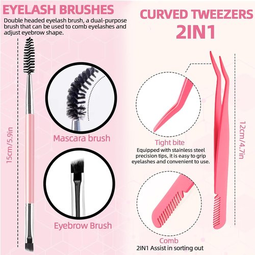 QUKLOGEN DIY Lash Extension Kit 900Pcs D Curl 9-18mm Lash with Lash Bond and Seal,Quick Glue Remover Lash Shampoo Cleansing Brush Wristband Tweezers Eyelash Brush Mini Applicator