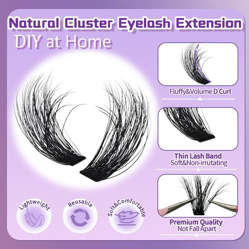 Lash Clusters 14-16mm Cluster Lashes Eyelash Extension 100D Thick Volume Eyelash Clusters 240 pcs D Curly Individual Lashes Wispy Lash Extension Supplement Pack DIY at Home by Anforlin