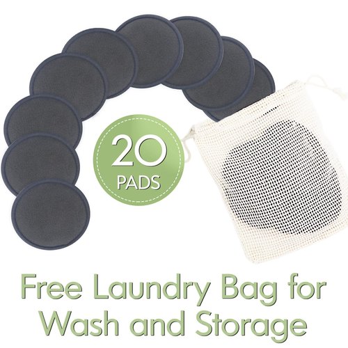 Sopurrrdy 28 Pack Reusable Cotton Rounds with Washable Laundry Bag and Round Box|Travel Essentials for Skincare, Makeup Remover Pads and Storage|Reusable Makeup Remover Pads Black