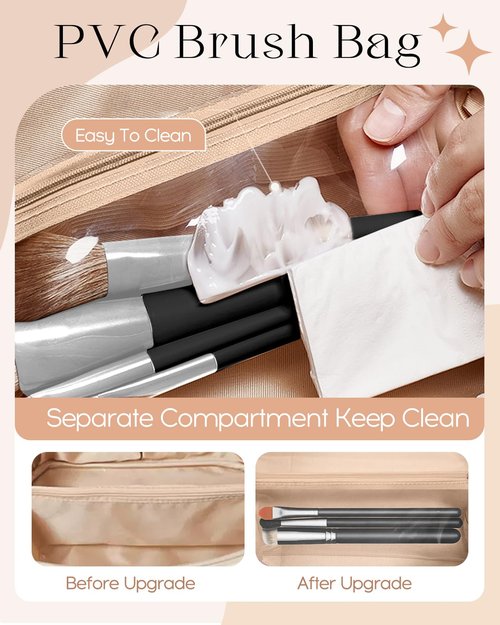 Bistup Makeup Bag Travel Cosmetic Bag Toiletry Make Up Bags Cute Women Large Capacity Big Medium Leather Black and Gold Floral Aesthetic Girl Teen Teenage Foldable Expandable Open Flat Zip