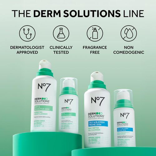No7 Derm Solutions Hydrating Facial Cleanser - Gentle Cream Face Wash Formulated with Ceramides, Niacinamide & Adaptogens to Help Maintain Skin's Moisture Barrier - For Dry & Sensitive Skin (8 Fl Oz)