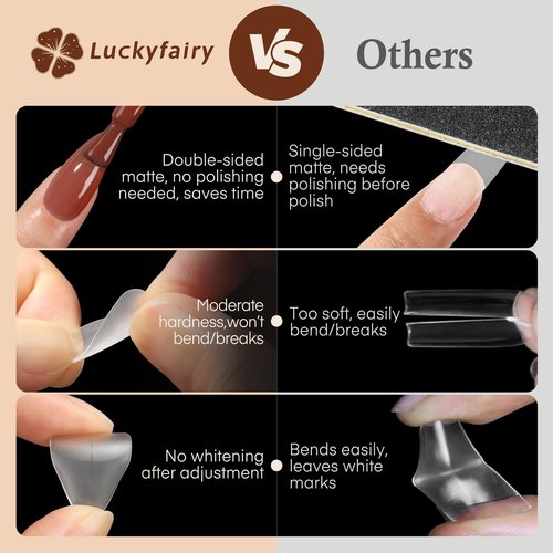 Luckyfairy Short Almond Nail Tips, 240pcs 15 Sizes Soft Acrylic Gel Nail Tips Pre-shape Full Cover False Nails Long-Lasting Press on Almond Nails Tips Set for Nail Extensions Nail Salon DIY