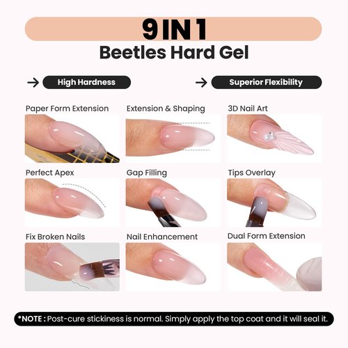 Beetles HEMA-Free Hard Gel Set-Chestnut Breeze 4 Colors 9 in 1 Mini Size Nail Extension Sculpting Apex Building for Salon Professionals,Brown Builder Winter Nails Gel, UV & LED Lamp Needed