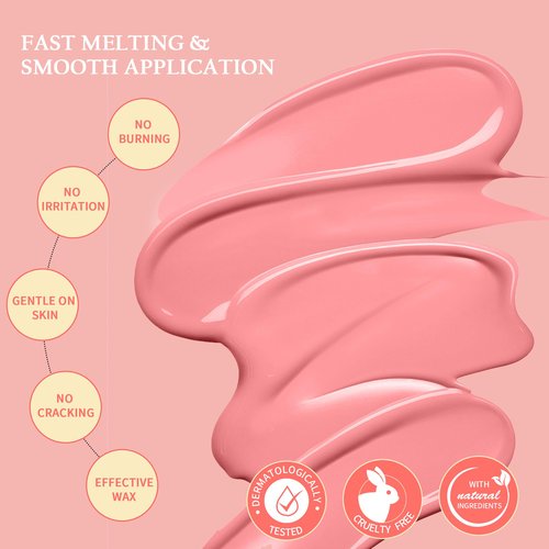 Maxpearl 2.5LB Hard Wax Beads for Hair Removal, Natural Rose Formula - Brazilian Waxing, Sensitive Skin, Face, Underarms, Legs, Back, Chest and More, with 20 Wax Sticks, Pink
