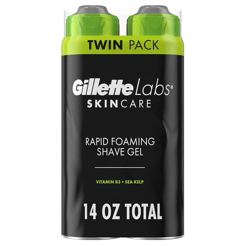 GilletteLabs Rapid Foaming Shave Gel for Men - 7oz | Pack of 2 for Effortless Shaving