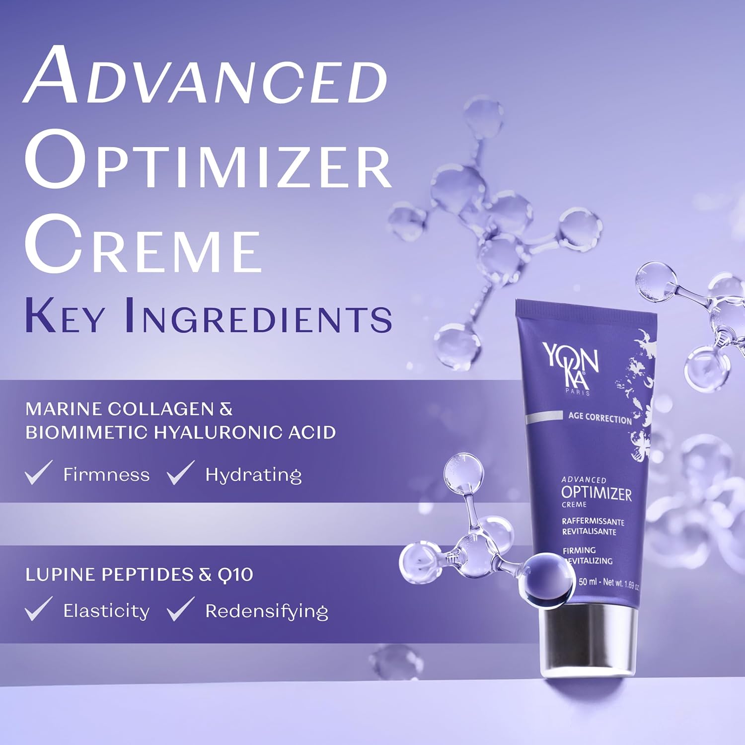 Yonka Advanced Optimizer Crème - Anti-Aging Face Cream for Firm, Tight Skin | Hyaluronic Acid Moisturizer | 1.69 oz