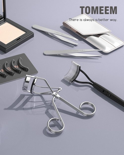 Eyelash Curler with Comb, Professional Volumizing Lash Lift Kit Lash Curler with Refill Pads for Home & Travel Uses, Silver
