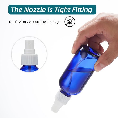 Bastelica Cobalt Blue Glass Spray Bottles 4 oz, Small Empty Spray Bottles for Essential Oils, Fine Mist for Face, Hair, Plants, Travel, Perfumes, Cleaning Solutions - 4 Pack