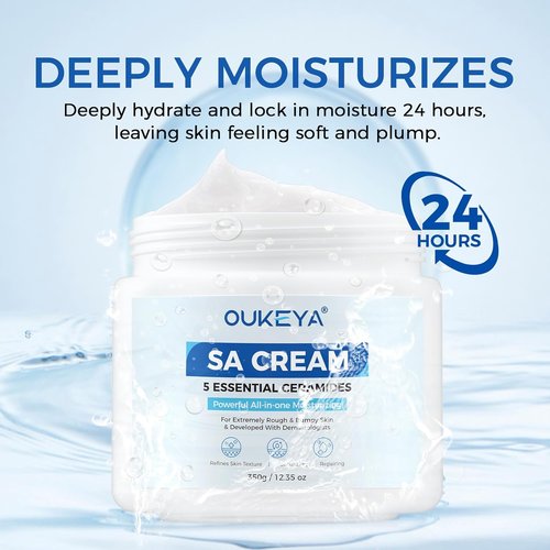 OUKEYA SA Cream - Exfoliating Body Lotion for Rough, Bumpy Skin with Ceramides & Salicylic Acid | 12.35 oz