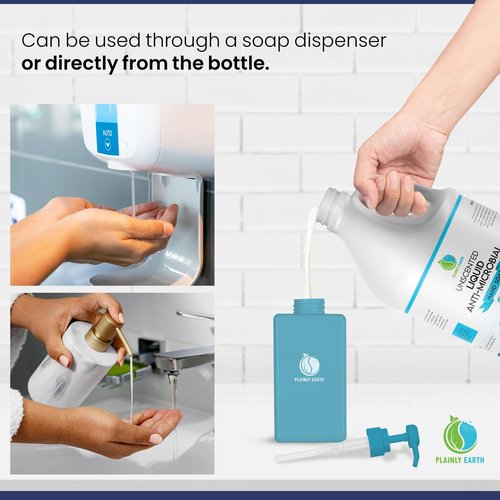 Plainly Earth AntiMicrobial Hand Soap, 64 oz Bulk Refill - Antibacterial Hand Soap, Gentle, Moisturizing Hand Soap for Kitchen and Bathroom - Unscented