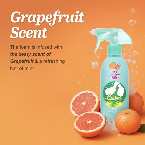 Cotton Foot Shampoo Soap (Grapefruit, 13fl oz*2, Pack of 2) - Refreshing Cleanse Spray, Deodorizing Foor Care. Foaming Wash, Easy to Use