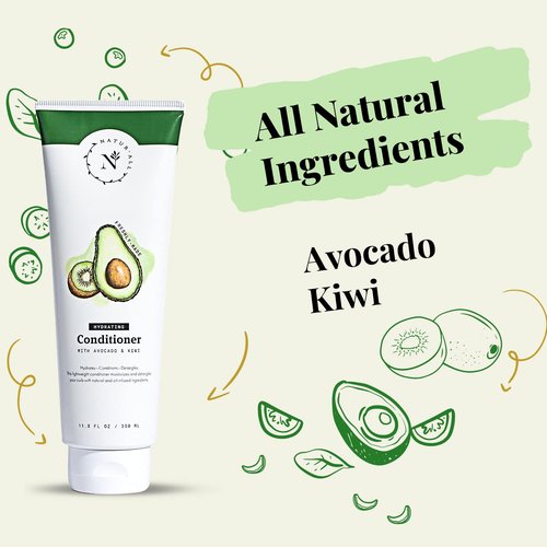 NaturAll Hydrating Hair Conditioner - All Natural with Avocado & Kiwi, Silicone Paraben & Cruelty-Free - Adds Moisture & Shine - For Dry, Frizzy Hair - 11.8 oz