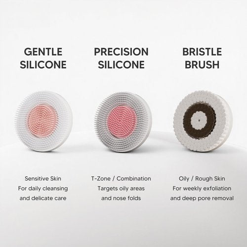 Teen Girls Electric Facial Cleansing Brush – Rechargeable Waterproof Dual Rotating Face Scrubber with 3 Interchangeable Heads, Soft Silicone Exfoliator, Perfect Skincare Gifts