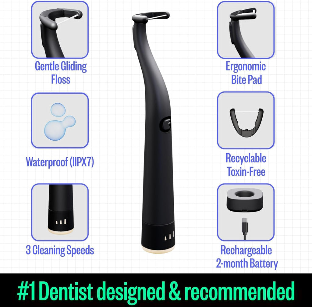 FLAUS Electric Flosser - Dentist Recommended Water Flosser with 3 Speeds & 45 Refill Heads for Sensitive Gums