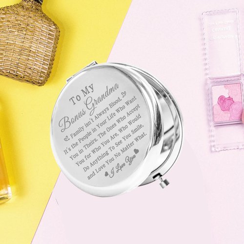bobauna Bonus Grandma Pocket Mirror Step Grandma Gift Family Isn't Always Blood Grandma Makeup Mirror for Unbiological Grandma (Bonus Grandma -S)