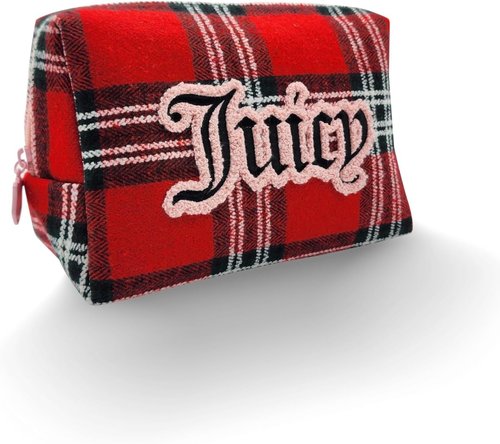 Juicy Couture Red Makeup Bag - Stylish Cosmetics Organizer for Travel | Zip Top Wedge Design
