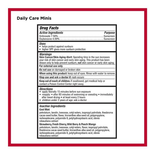 Carmex Daily Care and Daily Care Minis Moisturizing Lip Balm Pack, SPF 15, Multi-Flavor Lip Care Variety Pack Bag, 8 Count (3 Tubes, 5 Mini Tubes)