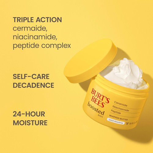 Burt's Bees Body Butter - Quick-Absorbing Formula with Ceramide, Niacinamide & Peptides | Tropical Scent, 6.5 oz Jar