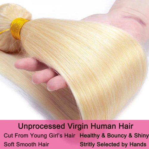 613 Straight Human Hair 16 Inch 100g/Pack 12A Unprocessed Myanmar Blonde One Bundle Double Weft Quick Wave Extensions for Women