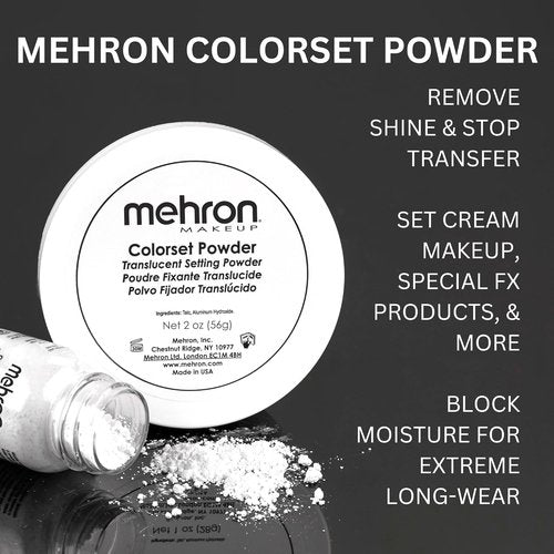 Mehron Makeup Colorset Powder - Translucent Setting Powder for Special Effects & Halloween | 0.5 oz (14 g)