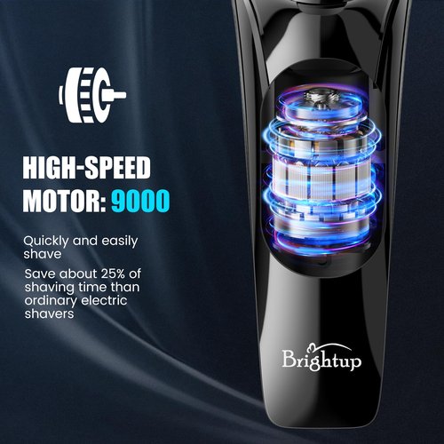 Brightup Electric Razor for Men Face, Wet & Dry Electric Shaver for Men with Pop-up Trimmer, Men's Razor with 4D Flex Precision Blades, USB Fast Charging, LED Display, Travel Lock, Storage Case