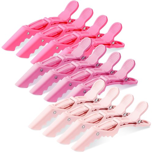 Havawish 12 Pcs Matte Alligator Hair Clips - Stylish Crocodile Clips for Women | Pink