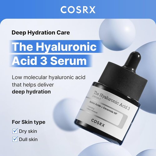 COSRX Pure Sodium Hyaluronic Acid Serum - Hydrating & Moisture Boosting for Fine Lines, 0.67 fl. oz / 20 ml | No Artificial Fragrance