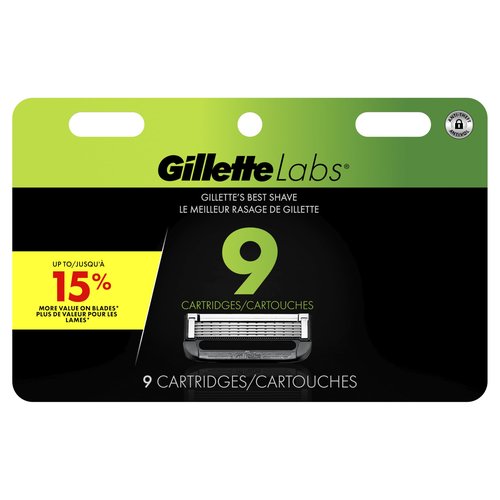 GilletteLabs Razor Blade Refills, Ultimate Precision Trimmer, 5 Bladed Refills, Compatible with Exfoliating Bar and Heated Razors, 9 Count